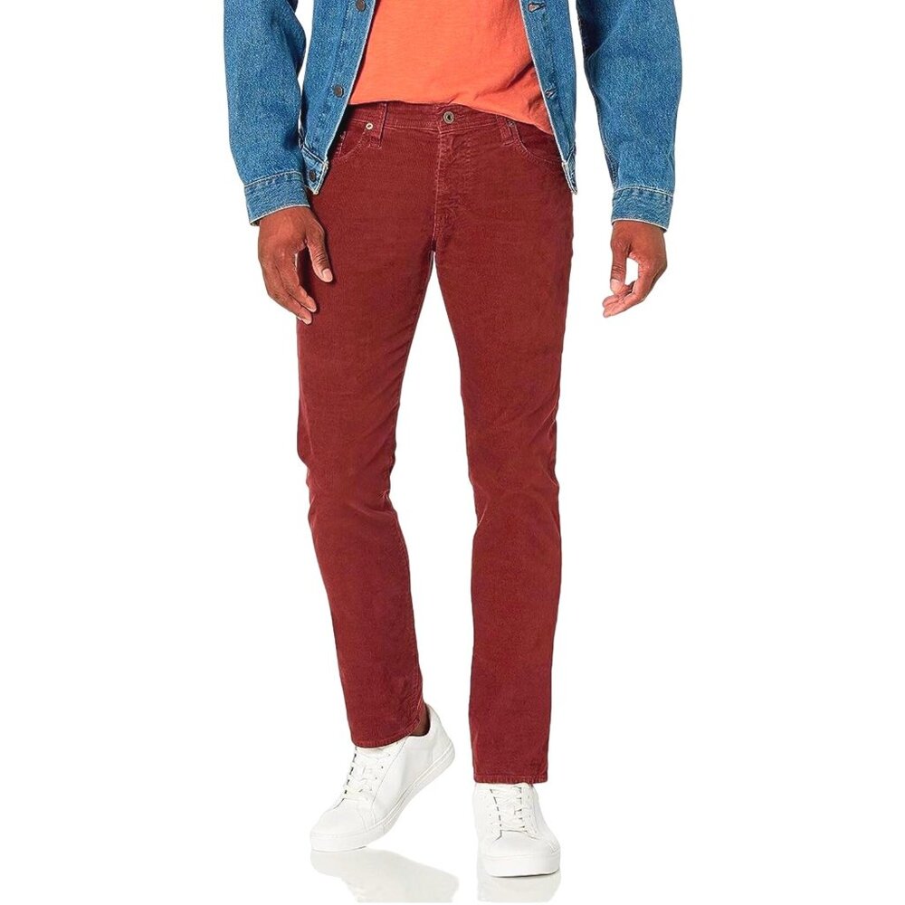 AG Adriano Goldschmied Men's Matchbox Slim Straight Leg Pants 34x35 Red